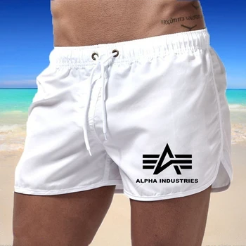 Мъжки плажни шорти за лятото, плуване, Луксозни бански костюми с принтом, дишащи бързо съхнещи шорти за плаж, сърф, Дизайнерски панталони
