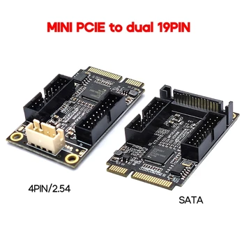 Адаптер Mini PCIe до двоен 19-контакт на предния панел - миниатюрен 4Pin/ Power