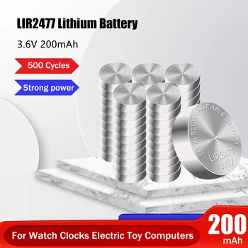 LIR 2477 LIR2477 Литиева акумулаторна батерия 3,6 за дистанционно управление, дънна платка, Електрически играчки, Часовници, литиево-йонна бутон, монетоприемник