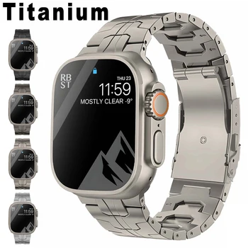 Луксозен Титан каишка за Apple Watch Band Ultra 49 мм 45 мм 44 мм 41 мм 38 мм Мъжка гривна Correa за iWatch SE 8 7 6 5 4 3