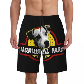 Мъжки Бански с принтом кучета Jarrussell Park Джак-Ръсел-териер, Бързосъхнеща Плажно облекло, Плажни шорти-бордшорты с животни