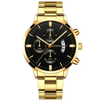 Sdotter Луксозни златни часовници за мъже Спортни кварцов часовник от неръждаема стомана, Календар на Бизнес часовници за мъже Кожени часовници Relogio M