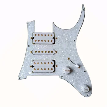 HSH Upgrade Предварително свързан комплект звукоснимателей RG Guitar Pickguard Многофункционален превключвател Бели звукосниматели Humbucker за китара RG