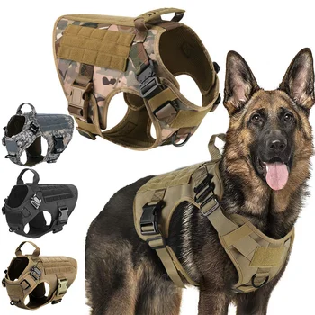Военна Шлейка за по-големи Кучета, Тренировъчен жилетка за немски Овчарки K9 Malinois, Тактически набор от колани и каишки за кучета