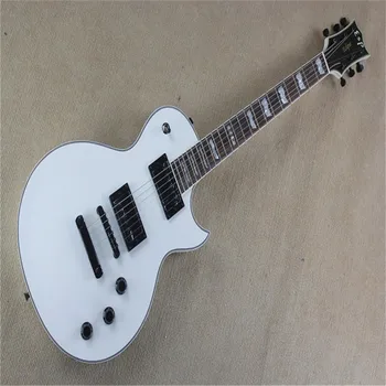Висококачествена Горещо стандартна бяла електрическа китара с черни фитинги