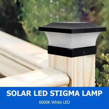 6LED Слънчев Квадратен Стълб Осветява Водоустойчив Открит Пътен Лампа Villa Garden Decor