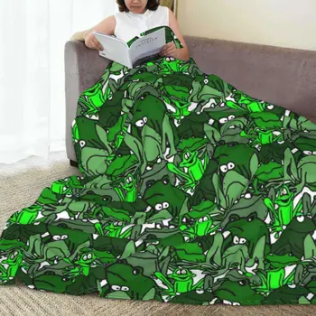 Супер Топло одеяло с образа на Жаба, Е много жаби, Зелена Покривка за Офис, Зимна Новост, Фланелевое покривки със собствените си ръце