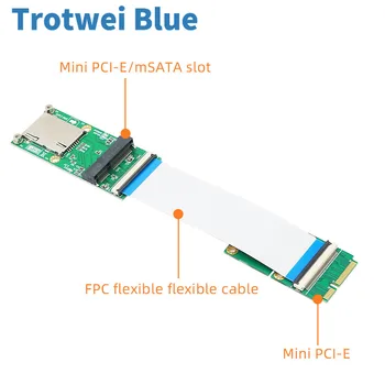 Гъвкав удължителен кабел Mini PCI-E за Mini PCIE/mSATA, кабел за връзка с гнездо за SIM-карти, Скоба за модул WIFI/WWAN/WLAN за SSD-памет mSATA
