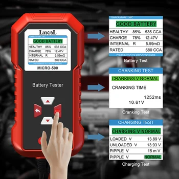 Тестер Капацитет на батерията 12V 24V Професионален Тестер за Срока на експлоатация на батерията, Съхранявана под формата На QR код, Цифров Анализатор на Заряд на Батерията за Автомобил, Мотоциклет