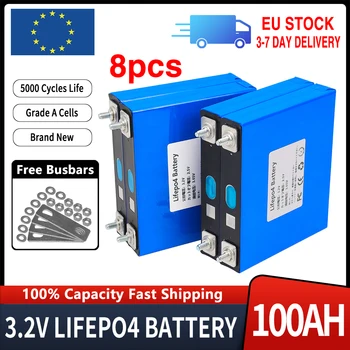 8шт 3,2 V 100Ah Lifepo4, Литиево-желязо-фосфатная Акумулаторна батерия 12V 24V 36V 48V Клас A Lifepo4 Cell Пакет на ЕС Доставка 7 Дни