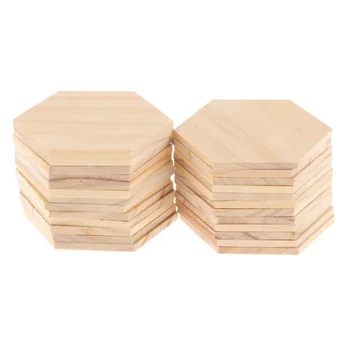 Дървени уши Декоративни Дървени уши Дървени карти Шестоъгълник Аксесоари за направи си САМ Украса Декор на стая за пакет от 20