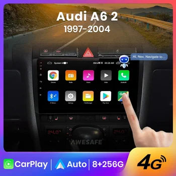 AWESAFE AI Voice 2 din Android Авторадио за Audi A6 C5 1997-2004 S6 RS6 Авто Радио Мултимедия, GPS Track Carplay 2din dvd