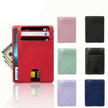 Тънък RFID Блокиране на портфейл от изкуствена кожа, държач за кредитни ID-карти, портфейл, джоб за пари, Противоугонный калъф за мъже, жени, Мъжки модни чанти
