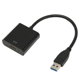 Адаптер за мултимедиен интерфейс USB HD 1080P на 60 Hz, вграден чип, 5 Gbit/s, аудио конвертор, разширен режим, черен за телевизори и преносими компютри