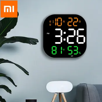 Xiaomi Цифрови Големи Стенни часовници с Дистанционно управление на Температура и Влажност, Автоматичен сензор за осветление, Таймер, Led alarm clock, 11-Инчов Хол