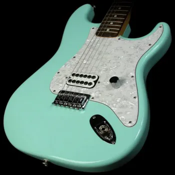 Новост 2023 година!!! Електрическа китара ST светло зелен цвят, издръжлив корпус, лешояд от палисандрово дърво, хастар перлено бял цвят, голяма корона