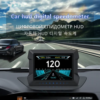 На дисплея на бордовия компютър Предупредителен Дисплей OBD2 + GPS Smart Car HUD Сензори Дигитален Километраж Аларма за Температура на водата и маслото