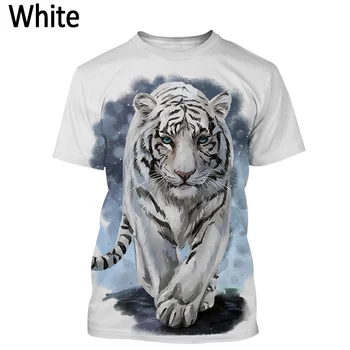 Нова мода тениска с изображение на Животно, Бял Тигър, 3D печат, Тигрового Изкуство, Мъжки/Дамски страхотна Ежедневна риза Унисекс, Градинска риза в стил Харадзюку