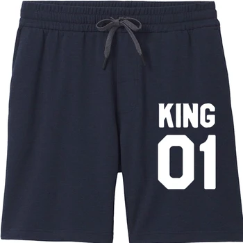 king 01 Саркастичен годишният памук, нови забавни мъжки букви, свободна градинска дрехи, 130 кг, мъжки къси панталони оверсайз