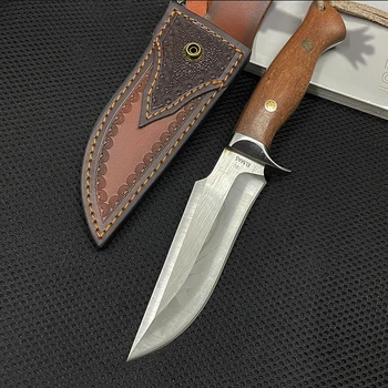 Сверхтяжелый висококачествен нож за оцеляване с нож 9CR, дръжка от палисандрово дърво, ловен нож Bushcraft Camping EDC, универсален нож за самозащита