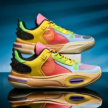 Благородна нова баскетболни обувки с нежна мрежесто, дишащи и удобни спортни обувки, мъжки дамски тренировочная баскетболни обувки