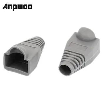 ANPWOO 10 бр. Ethernet Сива гума конектор RJ-45, защитен калъф за Обувки, 50 бр.