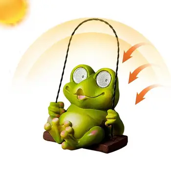 Лампа-жабата от смола, Слънчева градинска лампа, декоративна фигурка на жаба, Слънчев градински фенер, Жаба, Слънчеви люлки, Жаба, градинска фигурка, лампа за