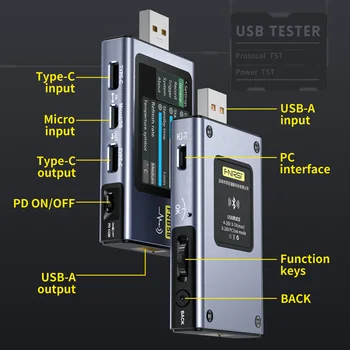 FNIRSI USB Тестер Волтметър Амперметър TYPE-C Бързото Откриване на такса Измерване на Пулсации мощност на Спусъка е с Метален Корпус с ЦПУ