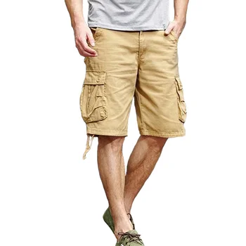 Къси панталони Мъжки Летни Свободни Ежедневни Памучни Къси панталони, Мъжки връхни облекла С директен джоб, Военни, спортни Бермуди-Карго masculina