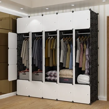 Шкафове за стаите в Пластмасов шкаф за дрехи Модерен Минималистичен шкаф за съхранение в спалнята Домашен Многофункционален Голям капацитет