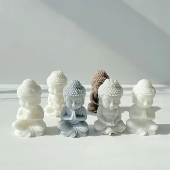 Силиконова форма за свещи 3D Mini Буда, форми за производство на тамян от смола 
