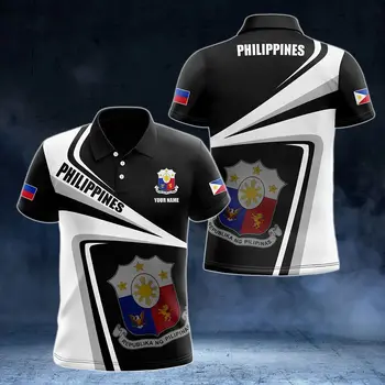 Знаме и герб на Филипините, Индивидуални Поло блузи, Лятна Ежедневни градинска дрехи, Мъжка Мода, Без Трикотаж, Спортни дрехи големи размери