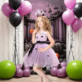 Детско облекло за Хелоуин, Очарователно сетчатое принцеса рокля от тюл за момичета на вси, празничен костюм за деца с празнична вечеря