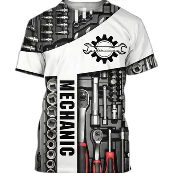 Мъжки t-shirt, Реколта тениска, Летни Дрехи, Персонални Върхове с 3D Принтом Механика, 6XL, Уличен Случайни Спортен Пуловер Оверсайз