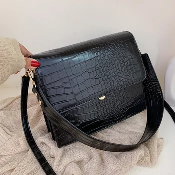 Каменни Лакирана черна чанта през рамо за жени 2023, Малка ръчна Чанта, Малка чанта, Дамска дизайнерска чанта от изкуствена кожа