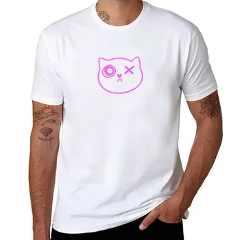 Нова розов неон тениска с котка, риза с домашен любимец принтом за момчета, летни дрехи, бързосъхнеща тениска, тениски по поръчка, тениска за мъже