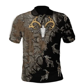 Мъжките тениски с 3D принтом, нови мъжки и женски ловни Polo ризи с къси ръкави, ежедневни ризи поло Оверсайз