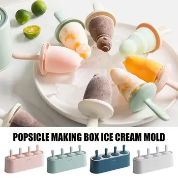 Силиконова форма за сладолед с 4 Кухини, Множество форма за плодов сладолед, Многофункционална форма за леене на близалките, кубчета лед, Сладкиши, бисквити, Желета