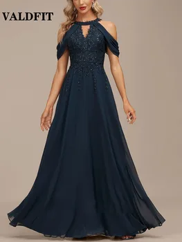 Дълги Шифоновые тъмно сини рокли за майката на булката за сватби, Vestido invitada един Boda 2023, рокли за официални събития