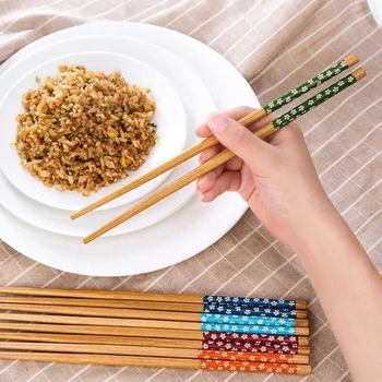 1 Чифт Пръчици За Хранене От естествен Бамбук за Еднократна Употреба, Традиционни Китайски Класически Дървени Пръчици за Хранене Ръчно изработени, Кухненски Инструмент За Суши, Гореща Пот