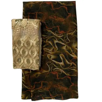 Швейцарската вуалевая лейси плат с шал, Нигерийски африкански тъкани, Дубай стил, Памук принт, високо качество, 5 + 2 ярд