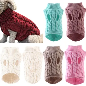 Топъл пуловер за малки кучета, Дрехи за домашни любимци, Однотонная Есенно-зимни дрехи за Коте, с Костюм, Пуловер, Пуловери за кучета, Дрехи за почивка YHL5