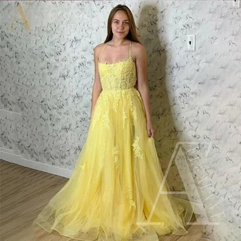 Жълто вечерна рокля от тюл, Дамски Елегантни вечерни рокли за жени 2024, Бални рокли с аппликацией, Рокли по поръчка за бала, Халат за баня