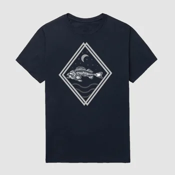 Мъжка тениска с геометричен модел на рибата от костите и къс ръкав